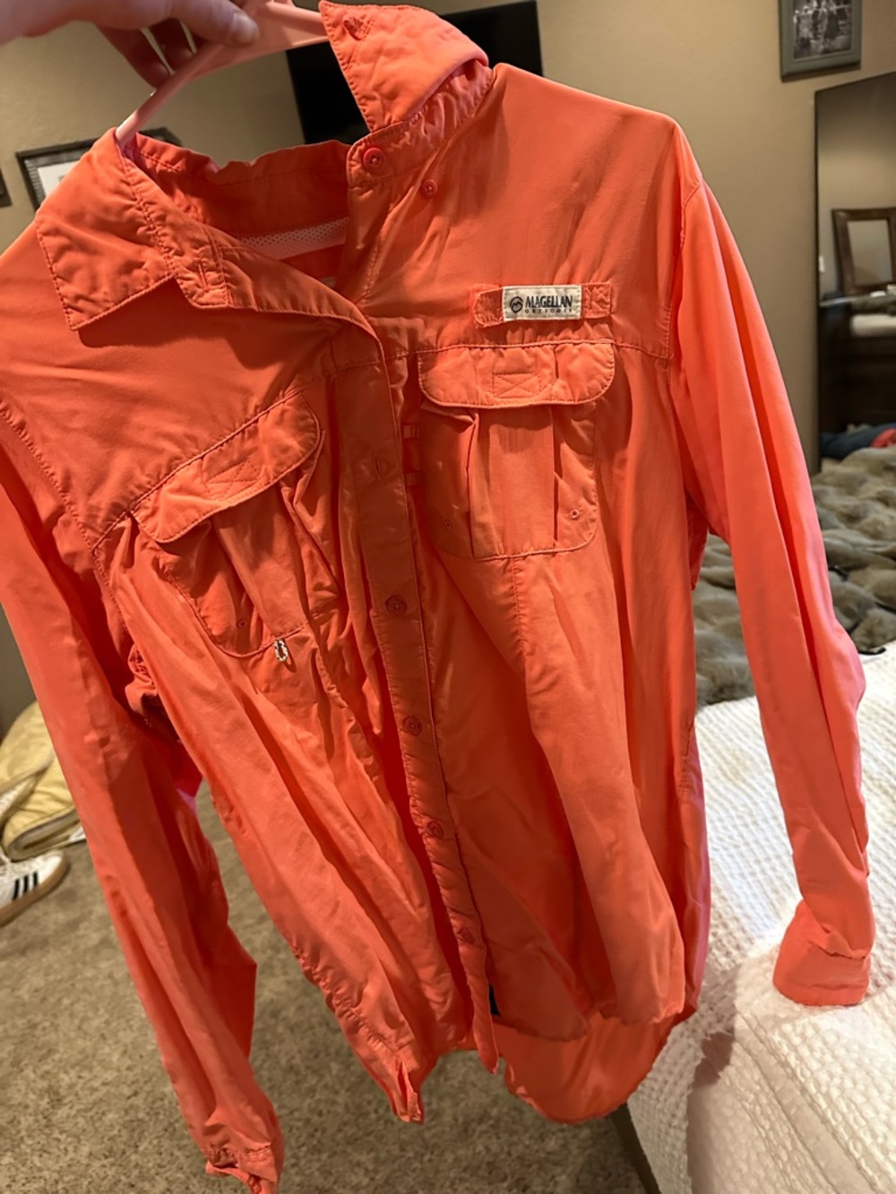 Magellan Outdoors Women's Coral-Orange Utility Jacket with Front Pockets